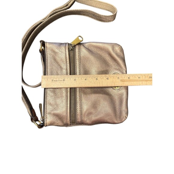 Fossil Explorer Mini Leather Crossbody Bag Metallic Platinum Silver - Picture 5 of 7